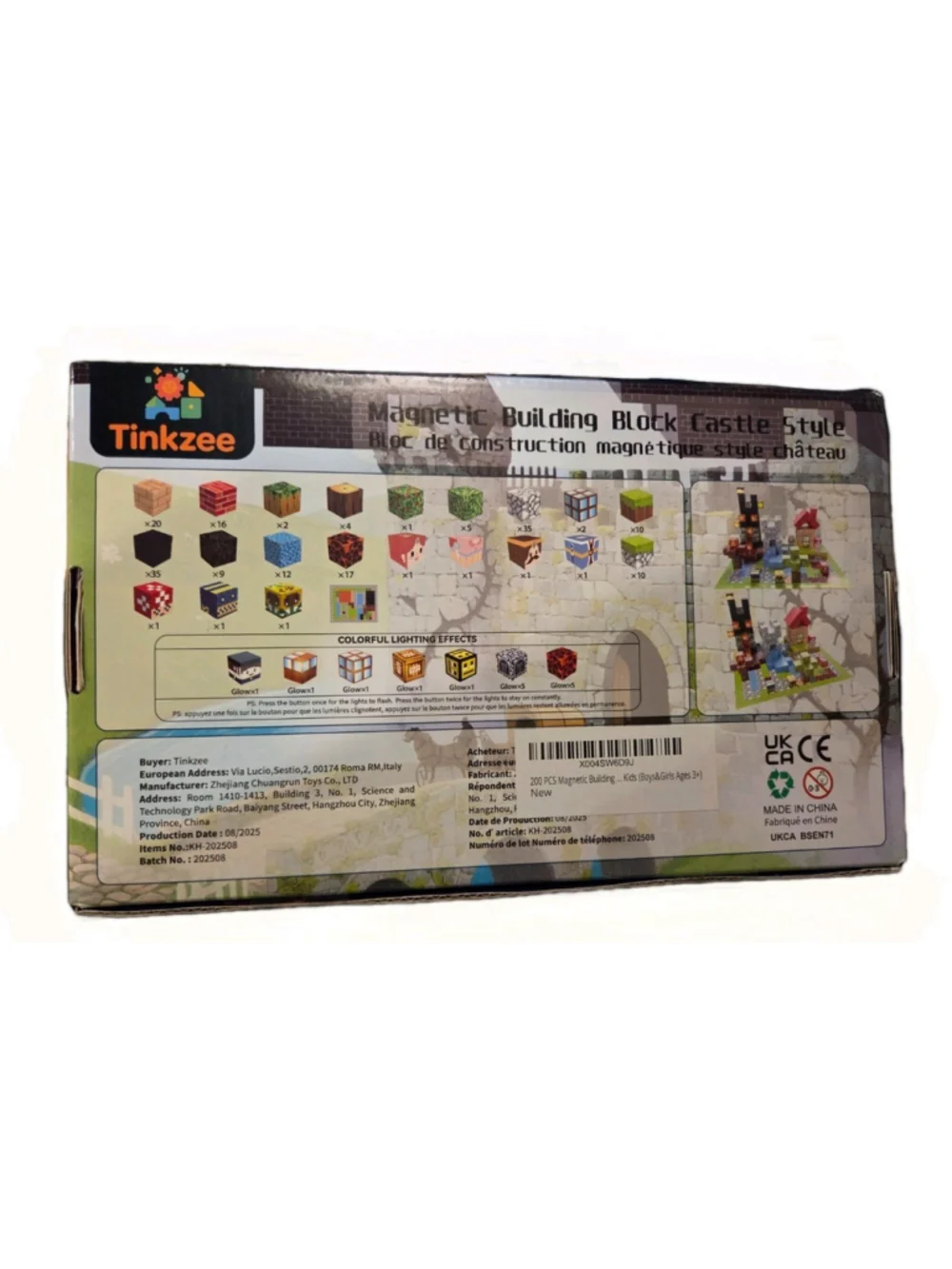 200 PCS Magnetic Building Blocks Set with 15 LED Light-Up Blocks, Replaceable.